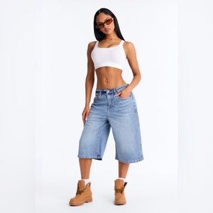 Women's Blue Denim Bermuda Shorts
